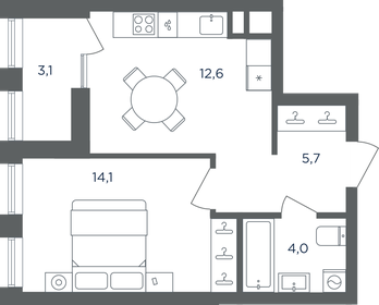 Квартира 38 м², 1-комнатная - изображение 1