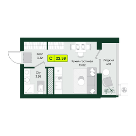 Квартира 22,6 м², 1-комнатная - изображение 1
