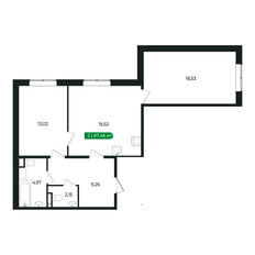 Квартира 67,4 м², 2-комнатная - изображение 2