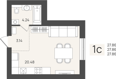 Квартира 27,9 м², студия - изображение 1