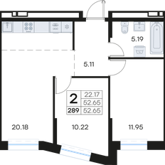 Квартира 52,7 м², 2-комнатная - изображение 3
