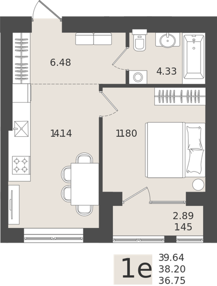 43,8 м², 1-комнатная квартира 8 423 800 ₽ - изображение 29