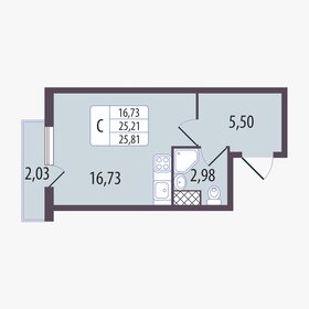 Квартира 25,1 м², студия - изображение 1