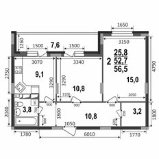 Квартира 56,5 м², 2-комнатная - изображение 5