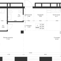 Квартира 67,5 м², 1-комнатная - изображение 2