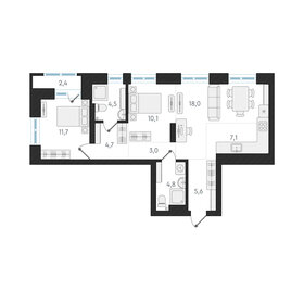 Квартира 69,5 м², 3-комнатная - изображение 1