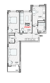 Квартира 79,5 м², 3-комнатная - изображение 1