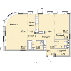 Квартира 93,4 м², студия - изображение 1