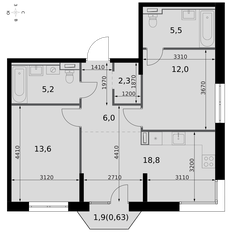 Квартира 64,1 м², 3-комнатная - изображение 2