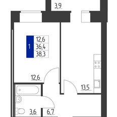 Квартира 38,3 м², 1-комнатная - изображение 2