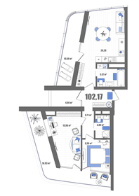 Квартира 102,2 м², 2-комнатные - изображение 1