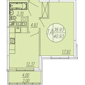 Квартира 40,9 м², 1-комнатная - изображение 1