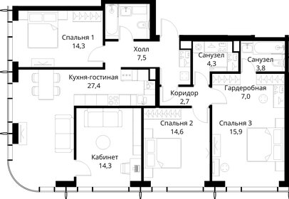 Квартира 116,3 м², 4-комнатная - изображение 2