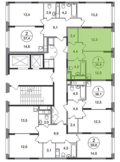 35,8 м², 1-комнатная квартира 10 381 243 ₽ - изображение 6