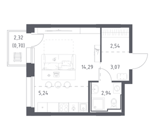 Квартира 28,8 м², студия - изображение 1