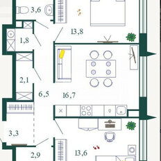 Квартира 64,3 м², 2-комнатная - изображение 2