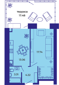 Квартира 43 м², 1-комнатная - изображение 1