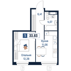 Квартира 33,8 м², 1-комнатная - изображение 1