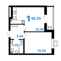 Квартира 46,3 м², 1-комнатная - изображение 5