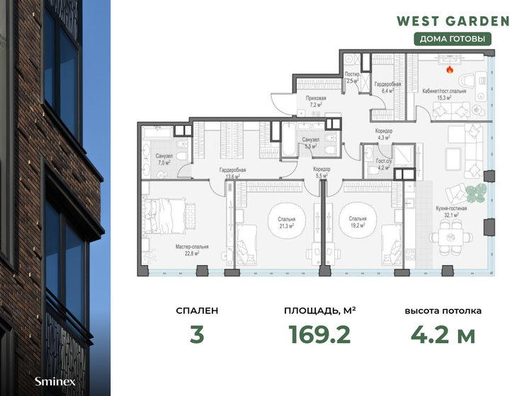 129,4 м², 3-комнатная квартира 114 520 000 ₽ - изображение 39