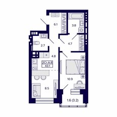 Квартира 43,1 м², 2-комнатная - изображение 2