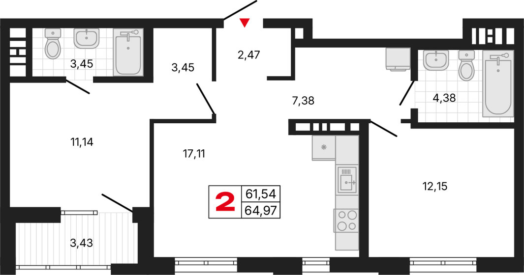 38 м², 1-комнатная квартира 9 850 000 ₽ - изображение 88