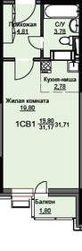 Квартира 32,2 м², студия - изображение 1