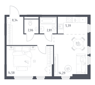 Квартира 47,5 м², 1-комнатная - изображение 1