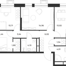 Квартира 72,4 м², 3-комнатная - изображение 3
