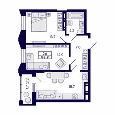 Квартира 55,8 м², 2-комнатная - изображение 2