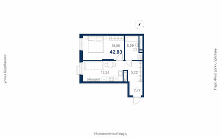 Квартира 42,8 м², 1-комнатная - изображение 1