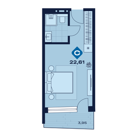 Квартира 23,8 м², 1-комнатные - изображение 1