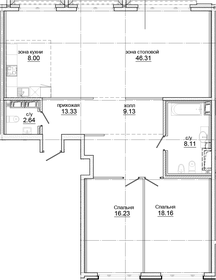 Квартира 121,9 м², 2-комнатная - изображение 5