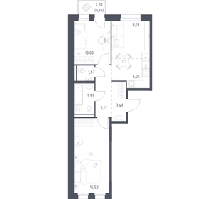 Квартира 56,7 м², 2-комнатная - изображение 1