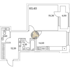Квартира 60,4 м², 1-комнатная - изображение 1