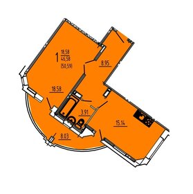Квартира 50,4 м², 1-комнатная - изображение 1