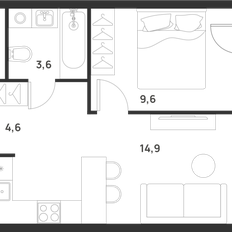Квартира 33,2 м², 1-комнатная - изображение 3