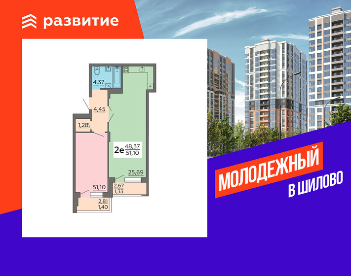 55,1 м², 2-комнатная квартира 5 950 800 ₽ - изображение 20