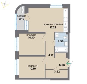 Квартира 58,1 м², 2-комнатная - изображение 2