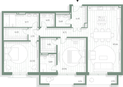 Квартира 148,3 м², 2-комнатная - изображение 2