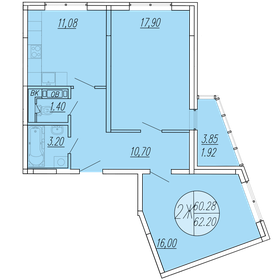 Квартира 62,2 м², 2-комнатная - изображение 1