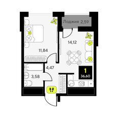 Квартира 36,6 м², 1-комнатная - изображение 2