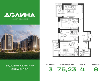 Квартира 75,2 м², 3-комнатная - изображение 1