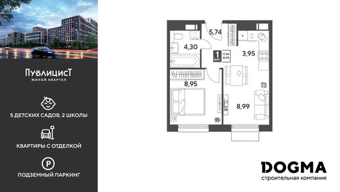 Квартира 31,9 м², 1-комнатная - изображение 1