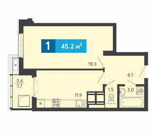 45 м², 1-комнатная квартира 5 590 000 ₽ - изображение 18