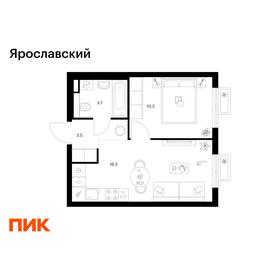 Квартира 33,8 м², 1-комнатная - изображение 1