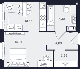 Квартира 40,5 м², 1-комнатные - изображение 1