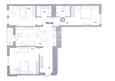 Квартира 106,7 м², 3-комнатная - изображение 1