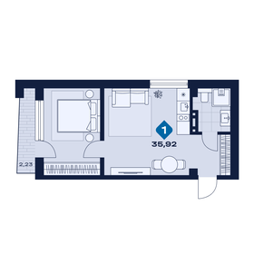 Квартира 36,6 м², 2-комнатные - изображение 1