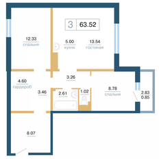 Квартира 63,5 м², 3-комнатная - изображение 3